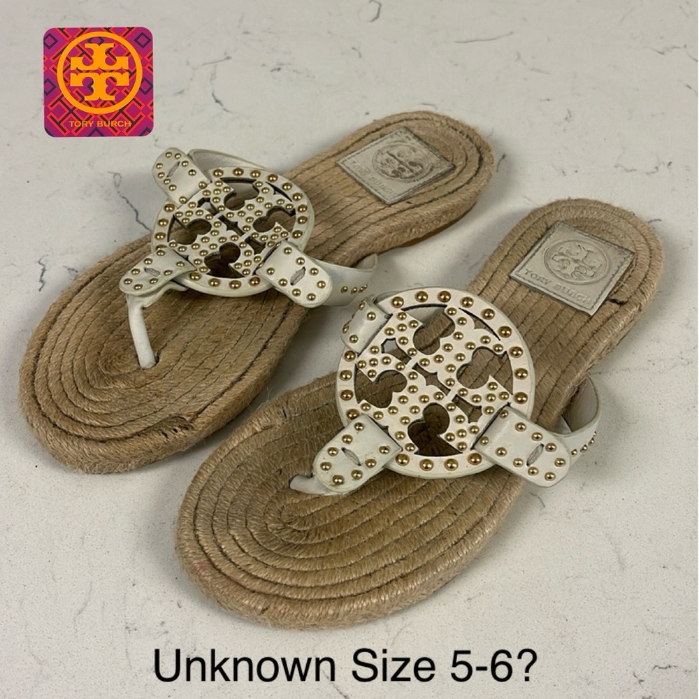 34# Tory Burch White and Gold Sandals - Picture 2 of 15